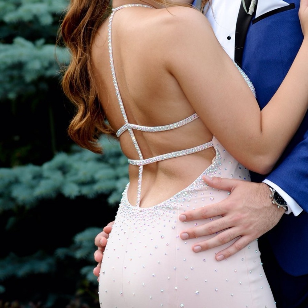 Prom Dress! Pink low-back with rhinestones - Picture 3 of 4
